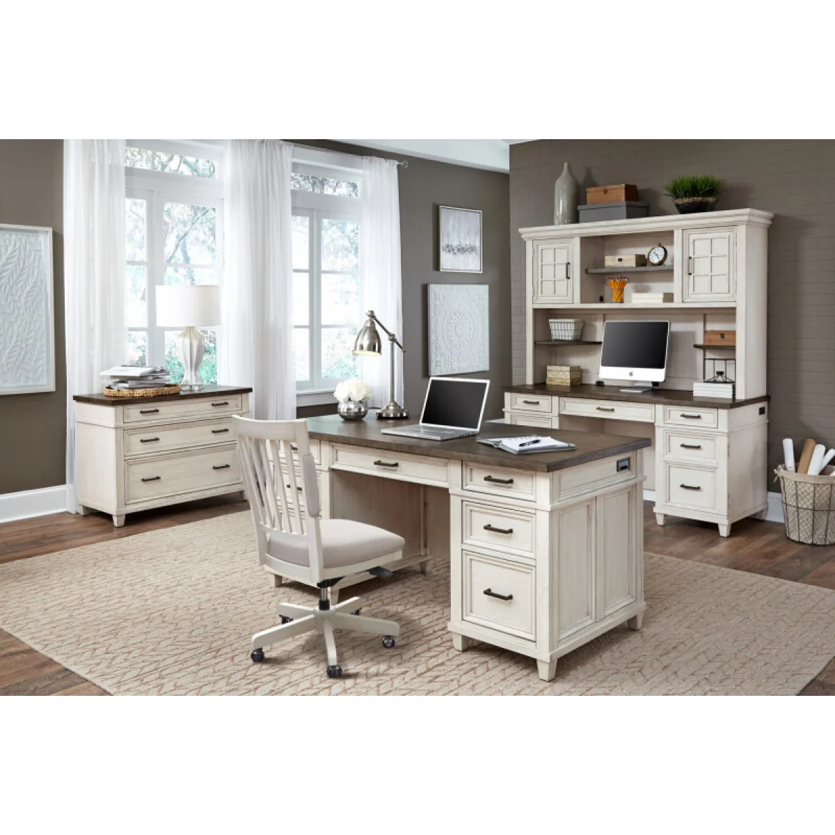 Caraway Credenza Desk Desks Aged Ivory 8