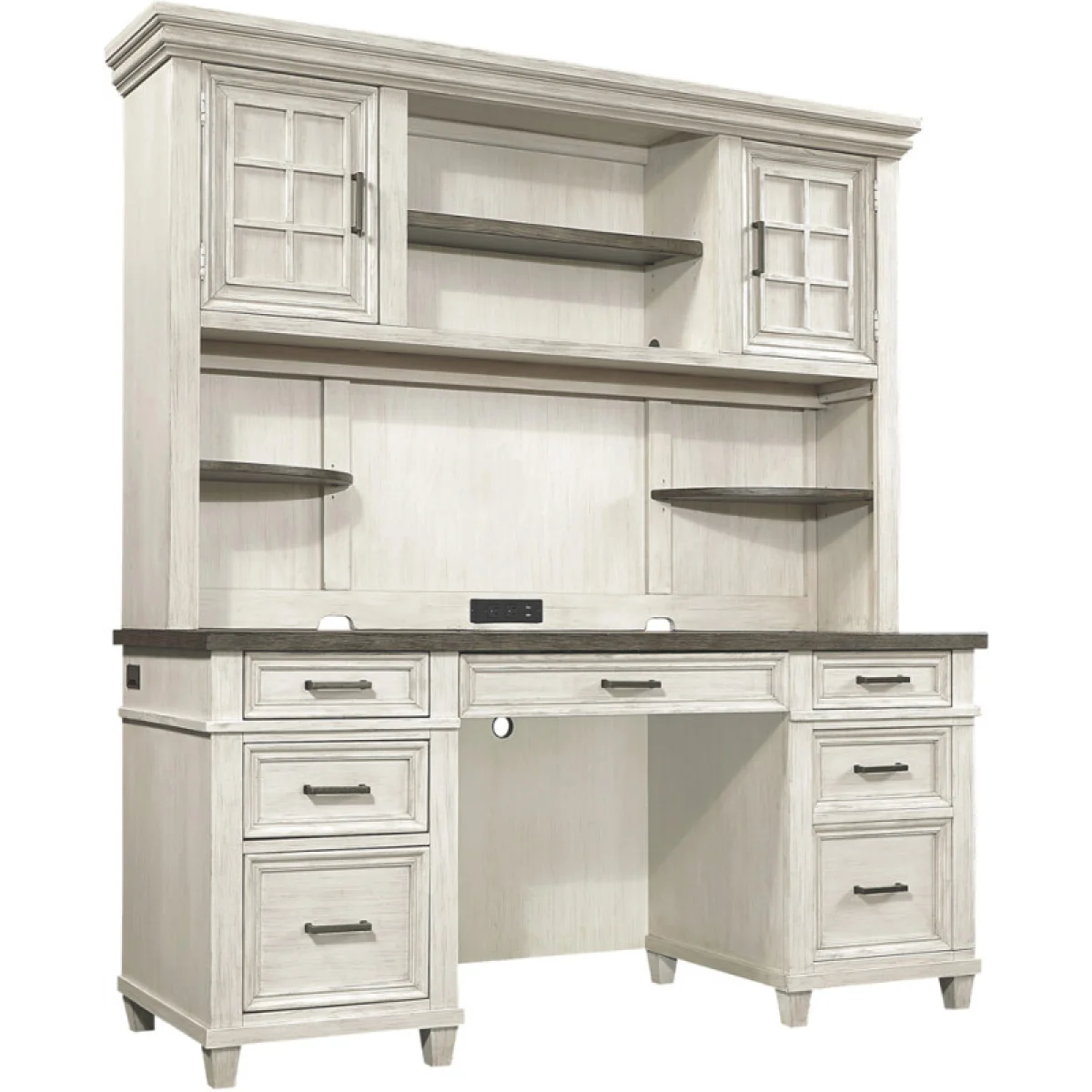 Caraway Credenza Hutch Desks Aged Ivory 4