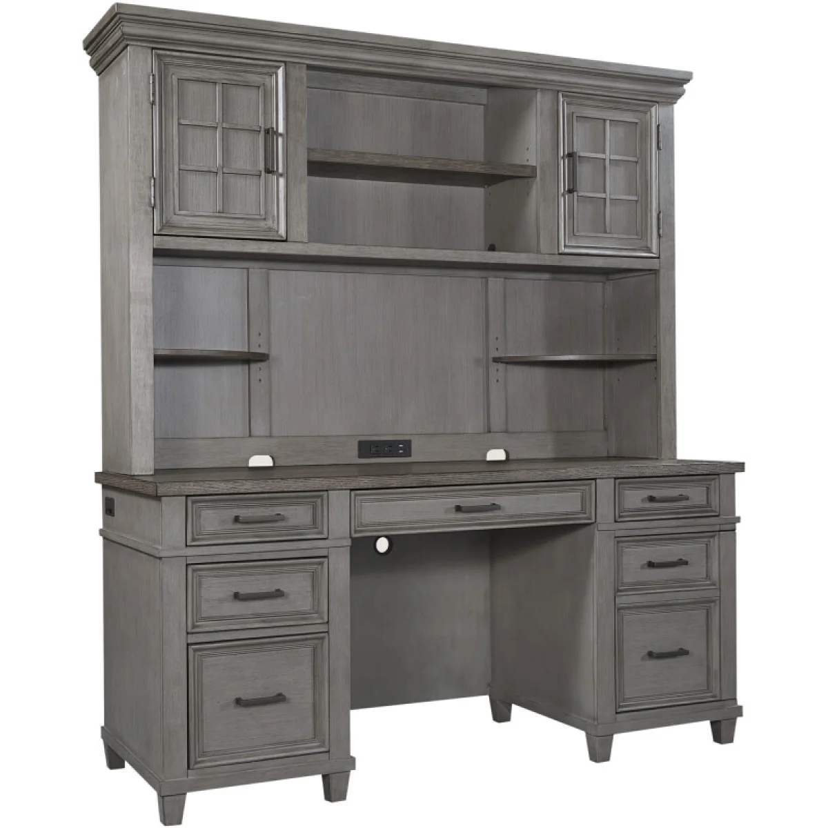 Caraway Credenza Hutch Desks Aged Slate 4