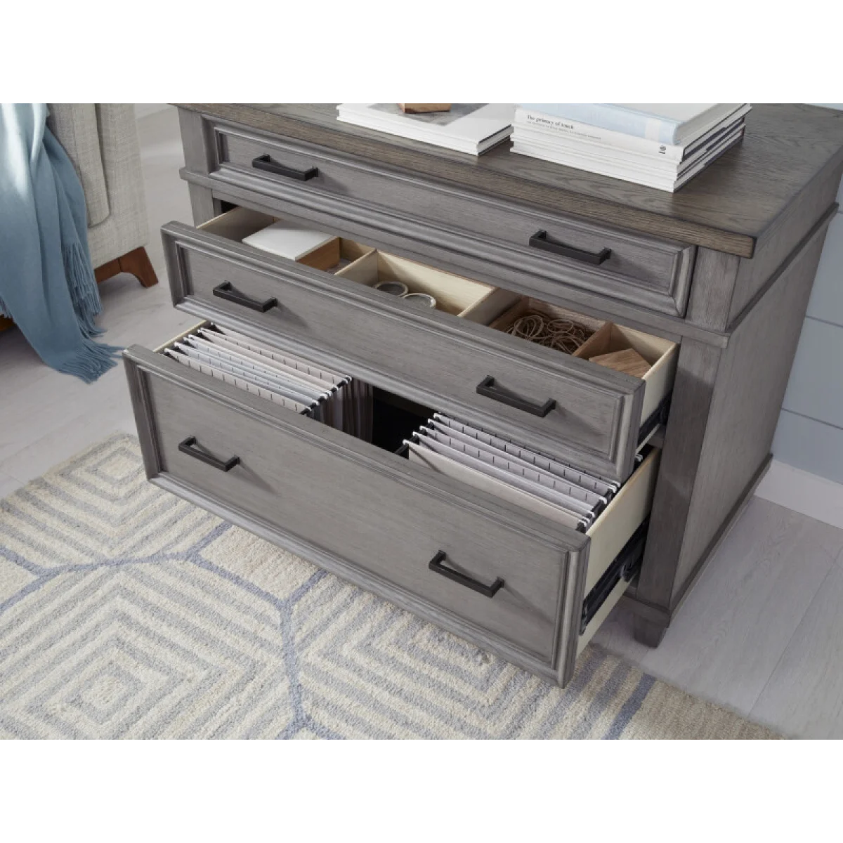 Caraway Lateral File Office Storage Aged Slate 9