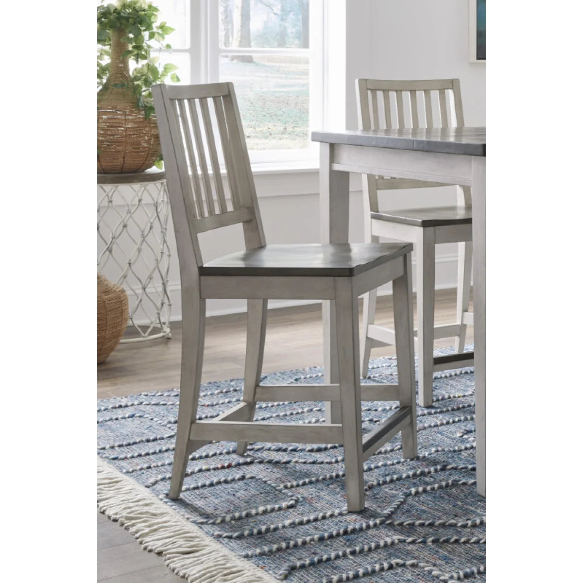 Caraway Counter Height Chair W/ Wood Seat (2/ctn) Barstools Aged Ivory 7