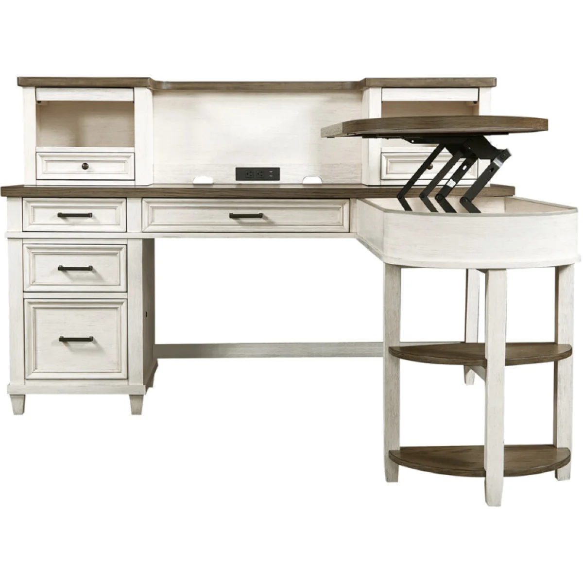 Caraway Pedestal Desk And Return I248HOGRP1a Desks Aged Ivory 4