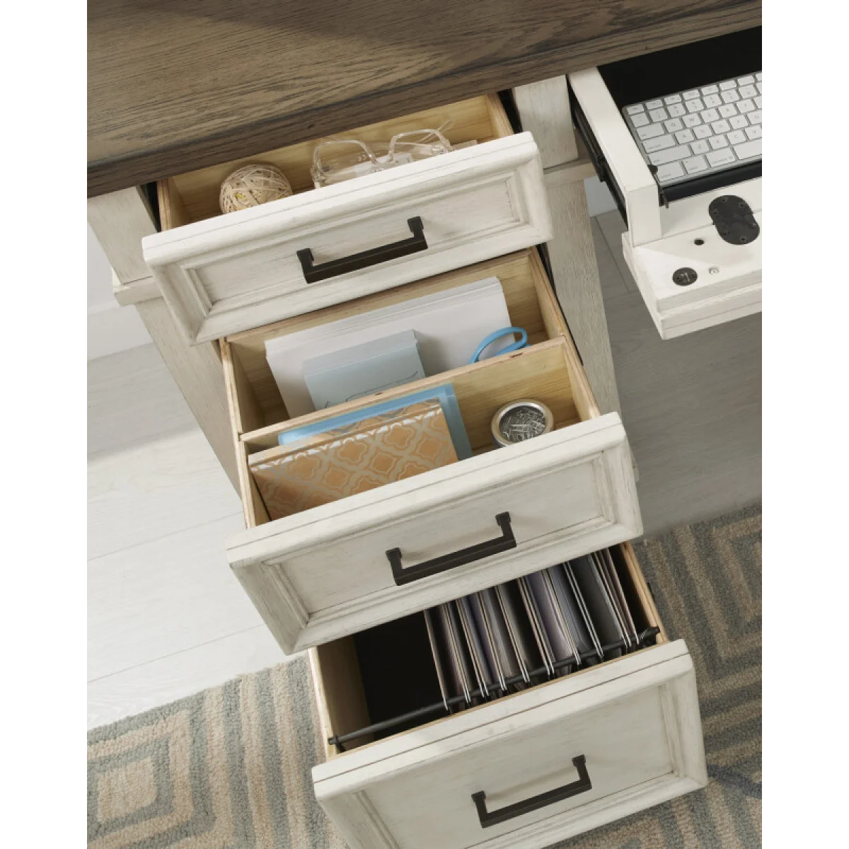 Caraway Pedestal Desk And Return I248HOGRP1a Desks Aged Ivory 15