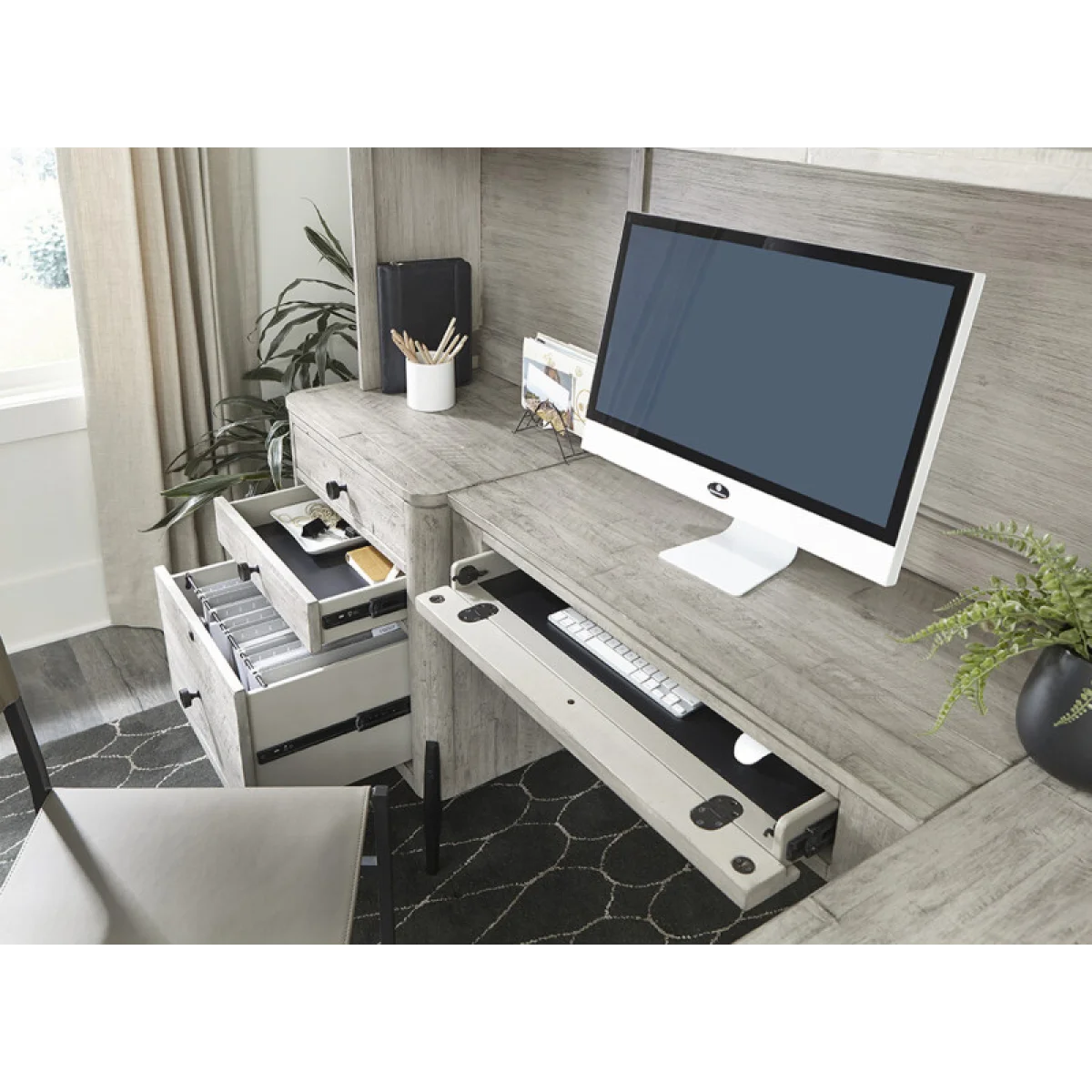 Zane Credenza & Hutch I256HOGRP3 Desks Aspen Home 11