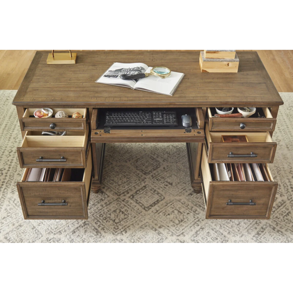 Hensley 66″ Executive Desk Desks Aspen Home 9