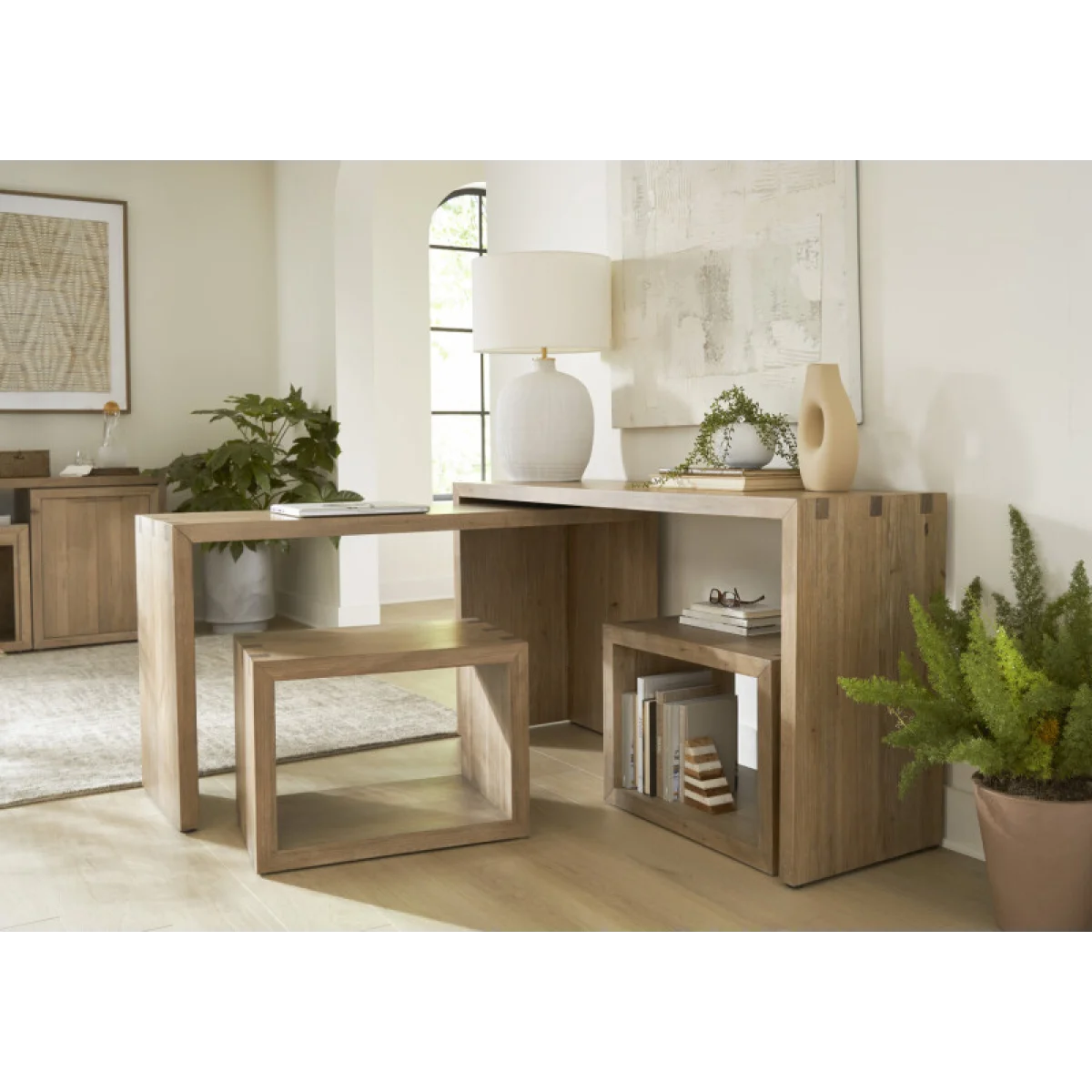 Lyndon Nesting Sofa Table W/ Stools Console Tables Aspen Home 7