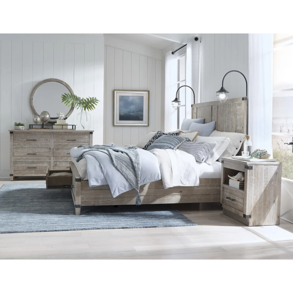 Foundry King Panel Hb W/ 2 Lamps Bed Parts Aspen Home 27