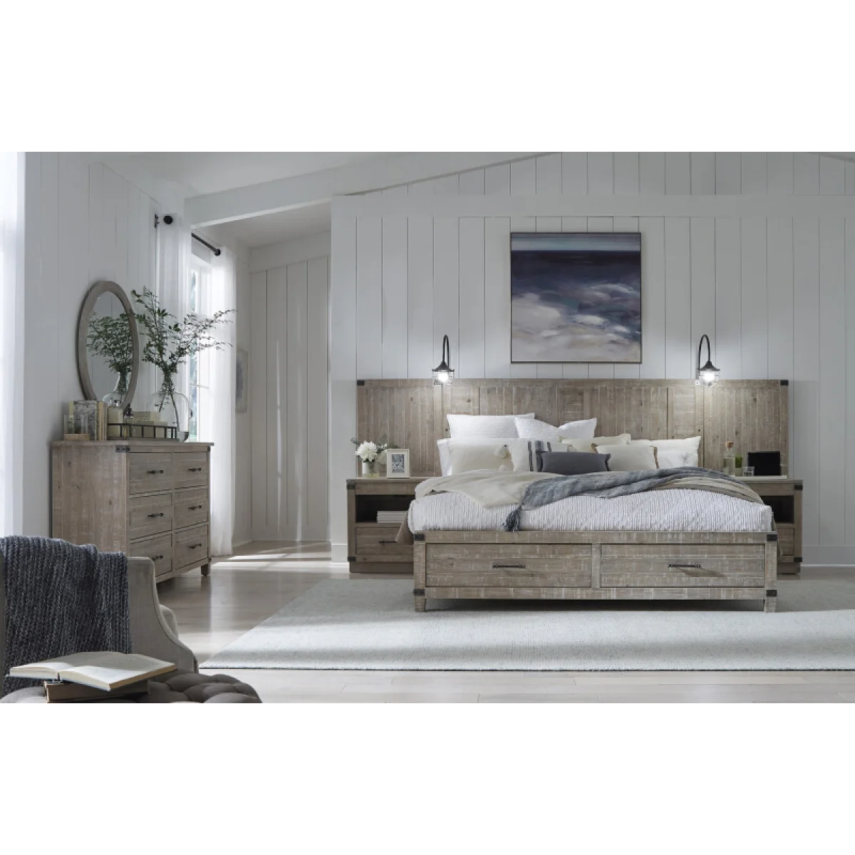 Foundry King Panel Hb W/ 2 Lamps Bed Parts Aspen Home 10