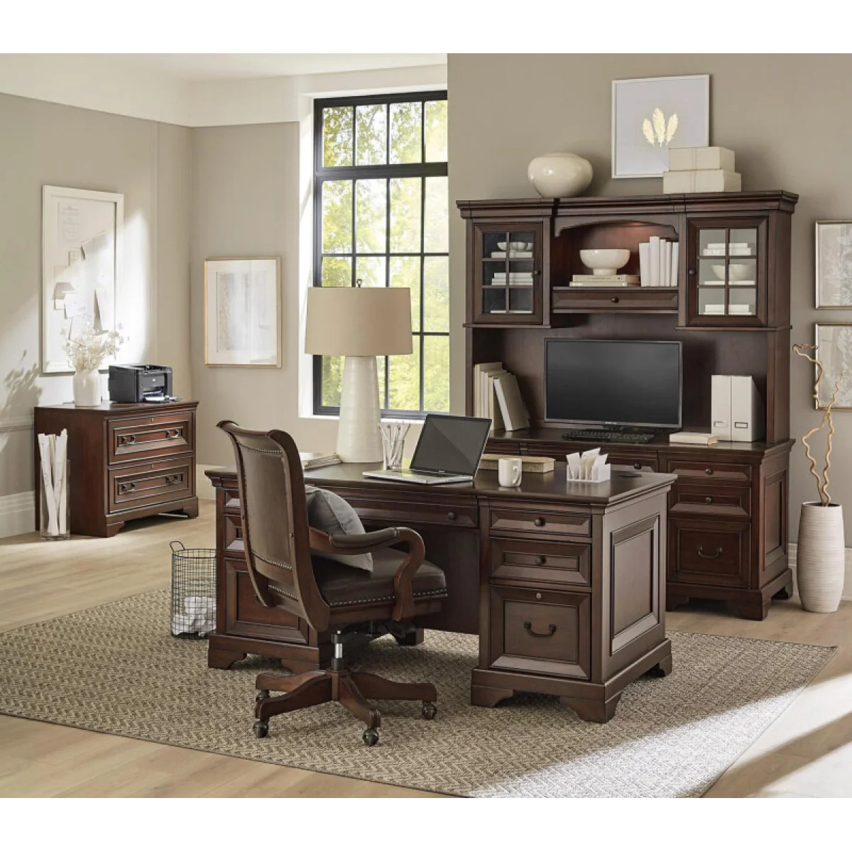 Richmond 66″ Credenza & Hutch I40HOGRP2 Desks Aspen Home 7