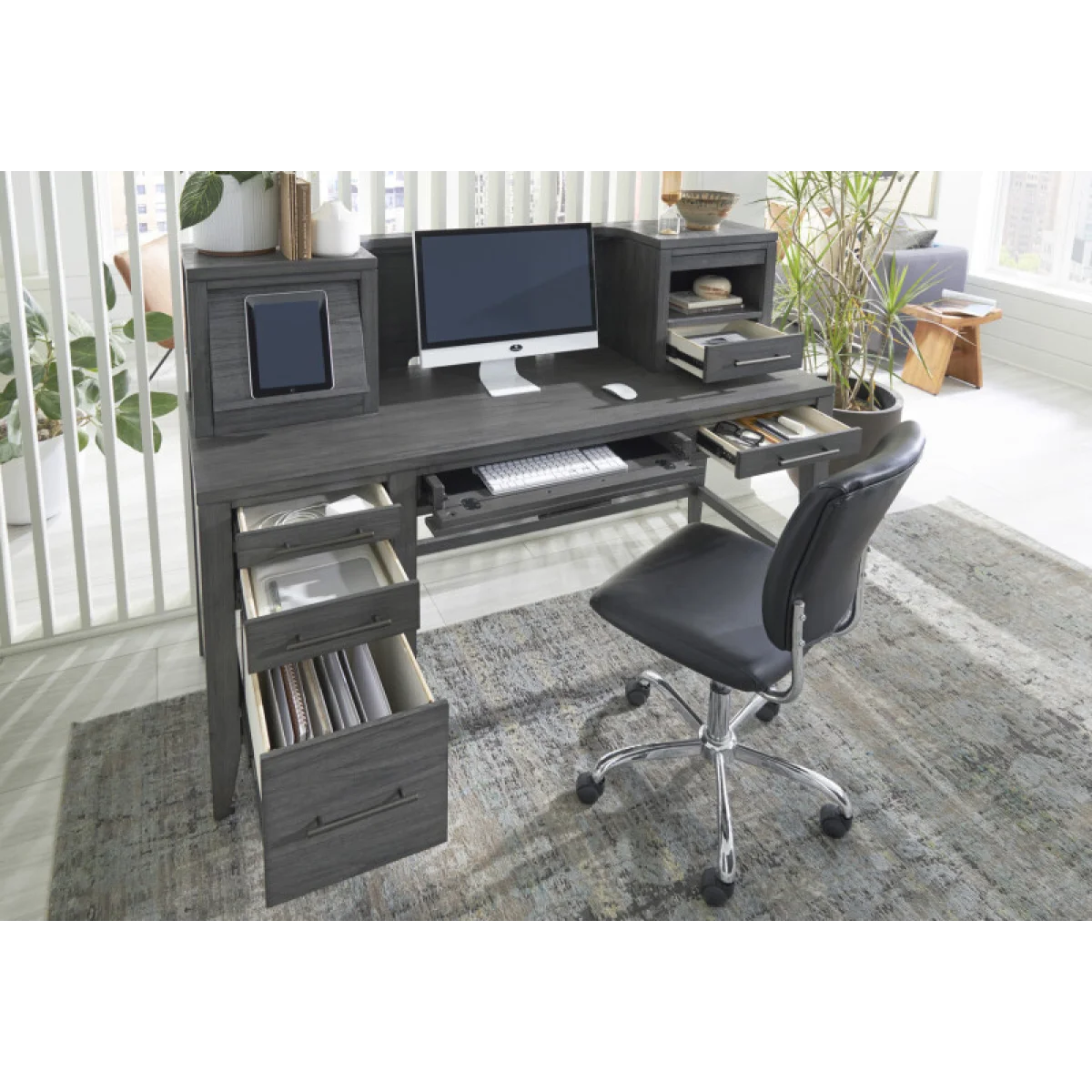 Preston Single Ped Hutch I597-307H Desks Aspen Home 9