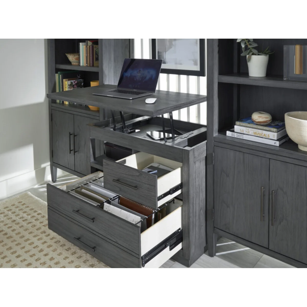 Preston Workstation Combo File W/ Lift Top Office Storage Aspen Home 9