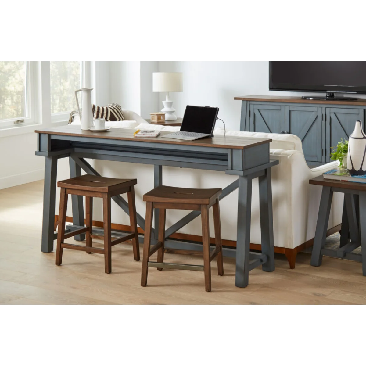 Pinebrook Console Bar Table W/stools I629DINGRP1 Bar Furniture Aspen Home 6