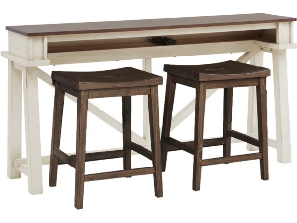 Pinebrook Console Bar Table W/stools I629DINGRP2 Bar Furniture Aspen Home