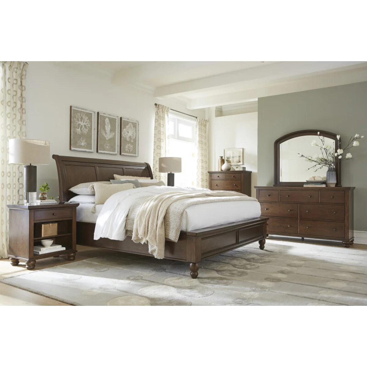 Cambridge Queen Sleigh Bed Hb ICB-400-CLC-KD-1 Beds Aspen Home 17