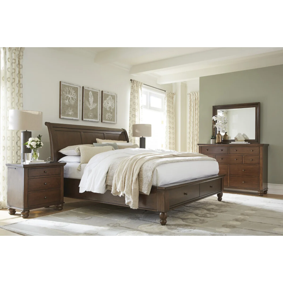 Cambridge Queen Sleigh Bed Hb ICB-400-CLC-KD-1 Beds Aspen Home 9