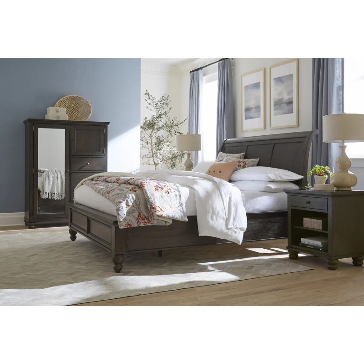 Cambridge Queen Sleigh Bed Hb ICB-400-PPR-KD-1 Beds Aspen Home 14
