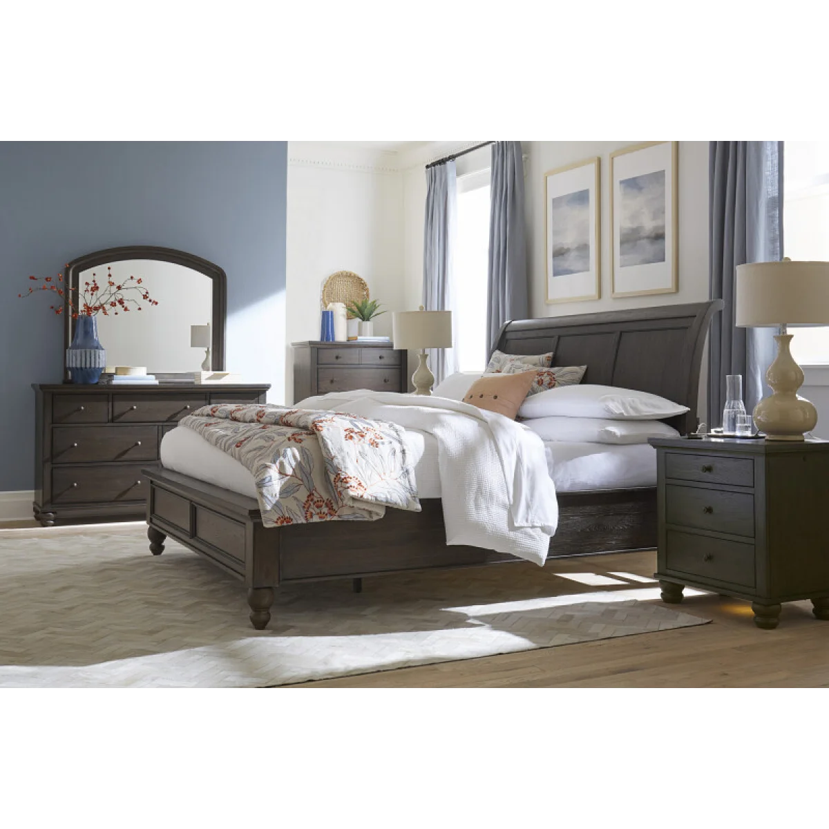 Cambridge Queen Sleigh Bed Hb ICB-400-PPR-KD-1 Beds Aspen Home 13