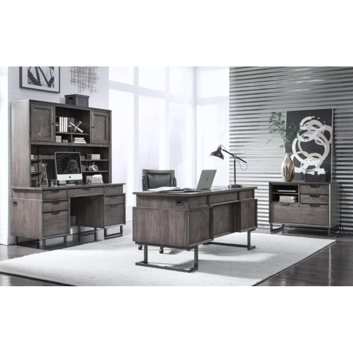Harper Point 66″ Credenza Hutch Desks Aspen Home 6