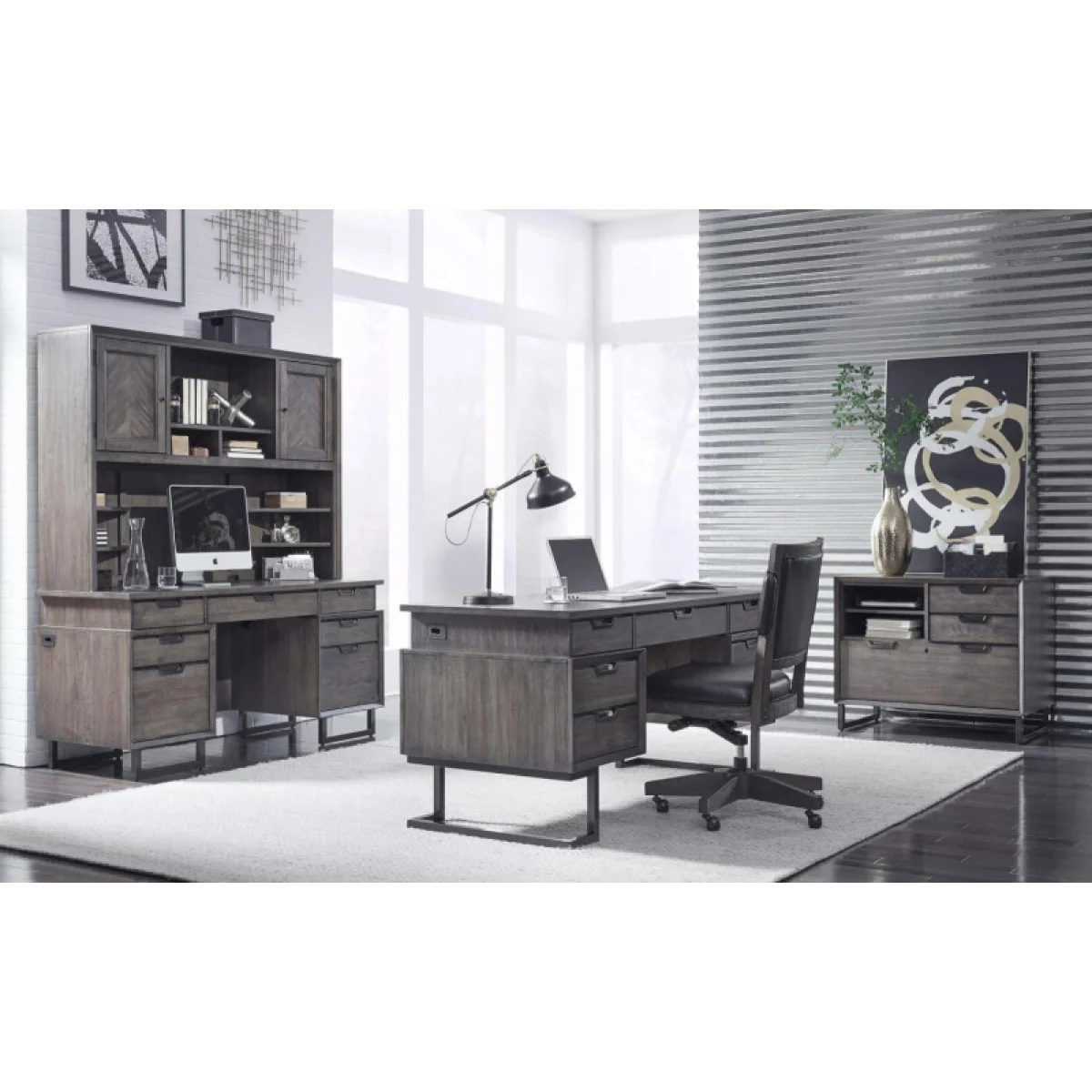 Harper Point 66″ Credenza Hutch Desks Aspen Home 7