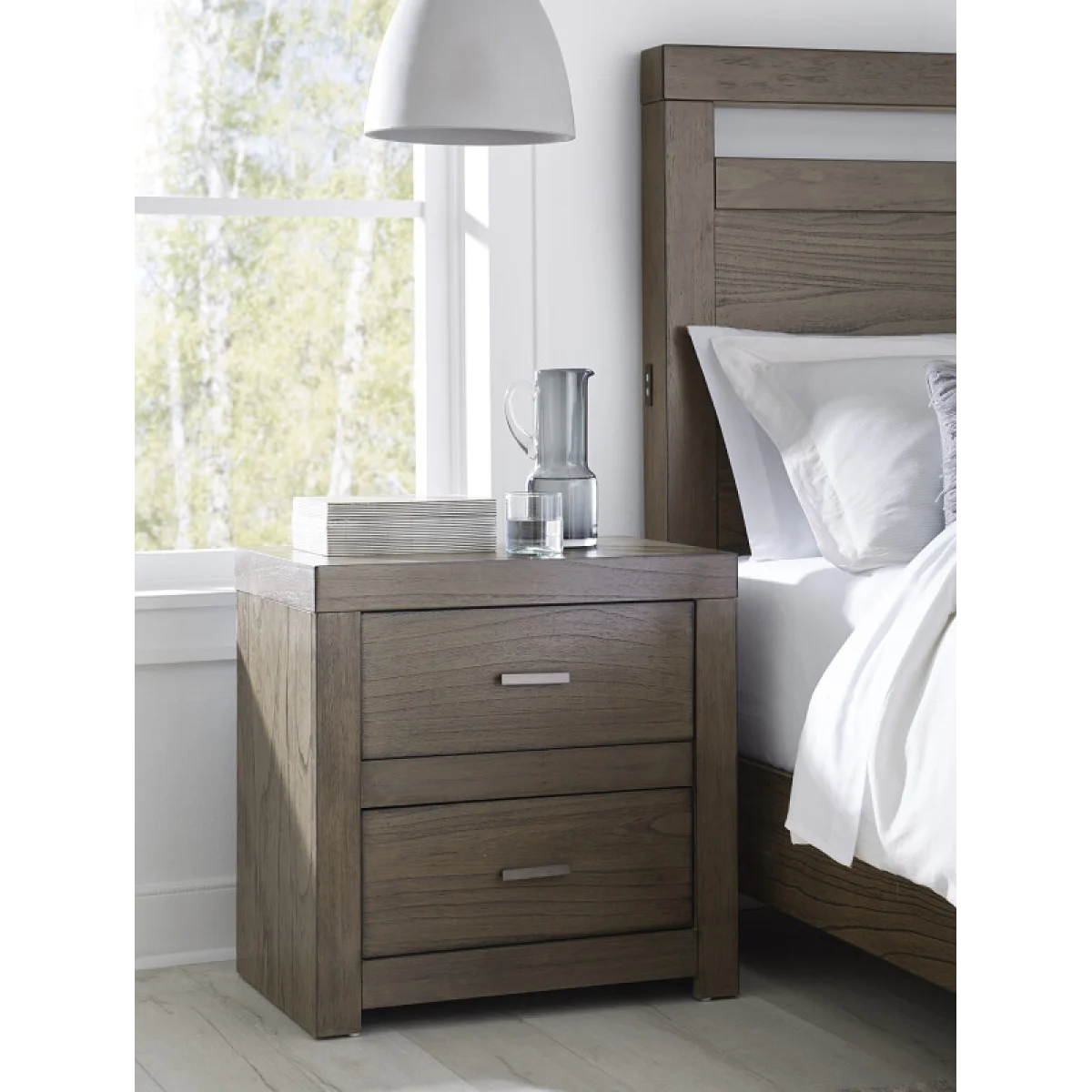 Modern Loft 2 Drawer Nightstand W/ Power Nightstands Aspen Home 6
