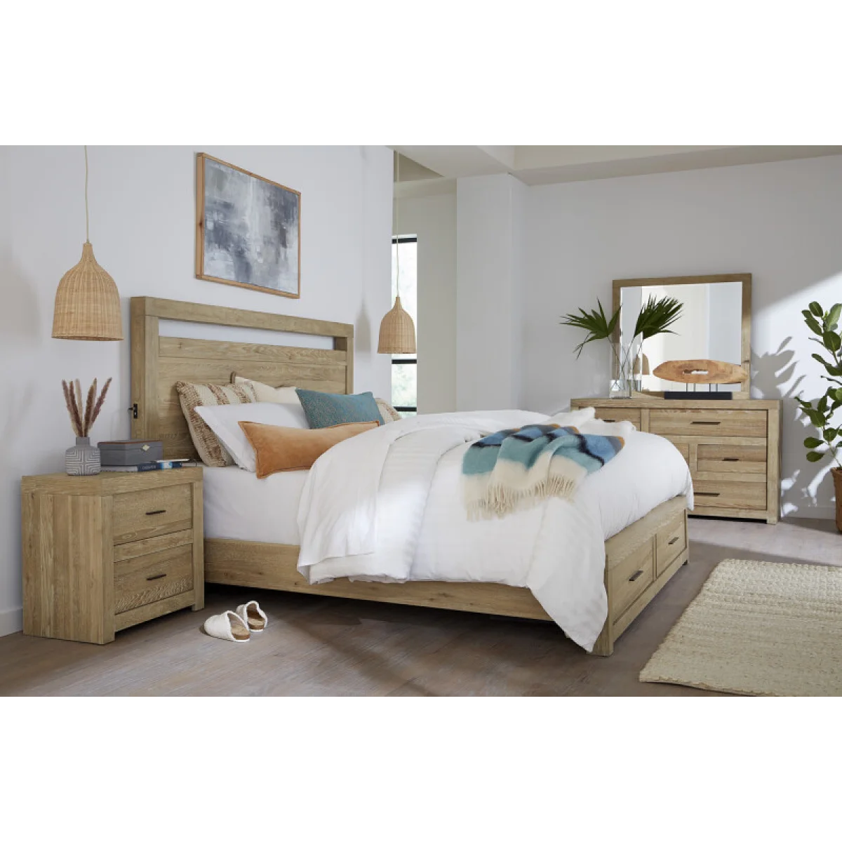 Modern Loft 2 Drawer Nightstand W/ Power Nightstands Aspen Home 8