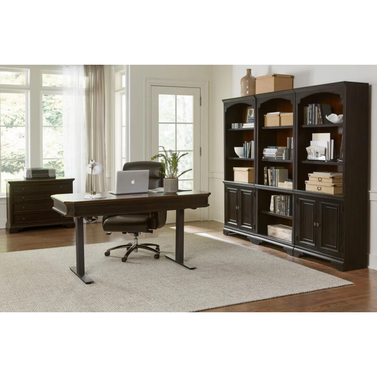 Caraway Adj. Desk Base – Black Desks Aged Ivory 12