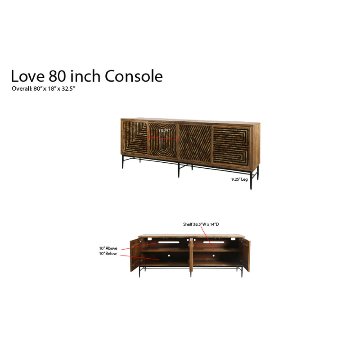 Love 80 In. Console Accent Furniture Accent Furniture 14
