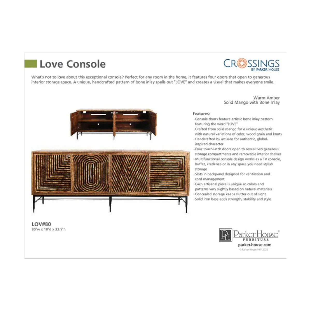 Love 80 In. Console Accent Furniture Accent Furniture 15