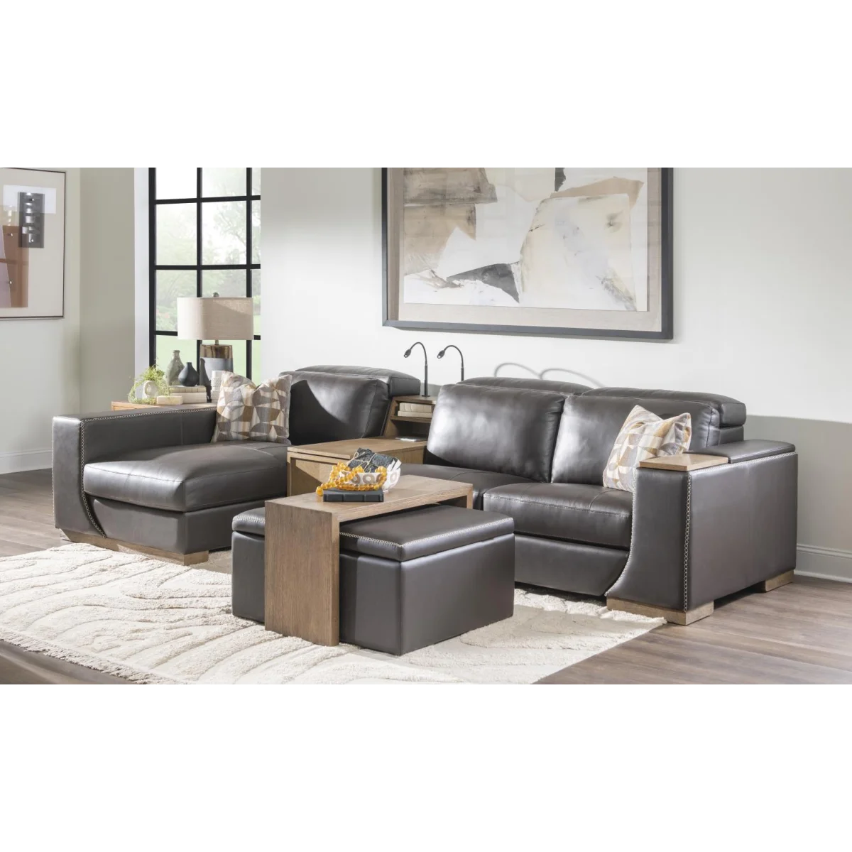 P2 Recliner Wood Swivel Tray On Right Arm, Wood Storage, Power Grommet On The Laf – Not Shown But Available Recliners Brown 4