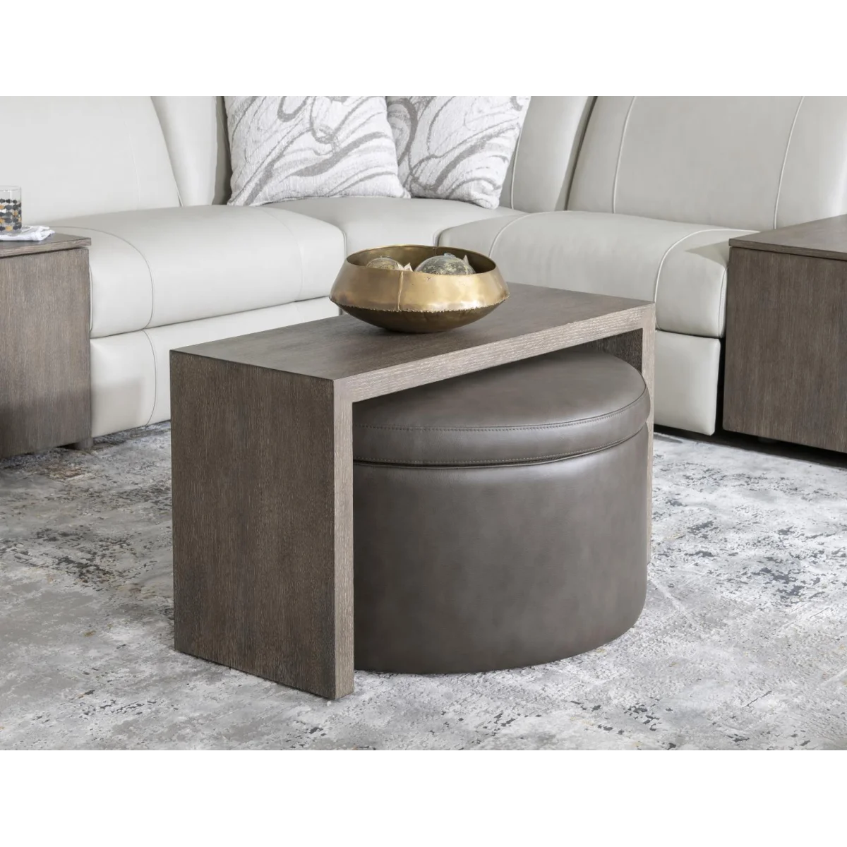Swivel Ottoman On Casters Ottomans & Poufs Brown 9