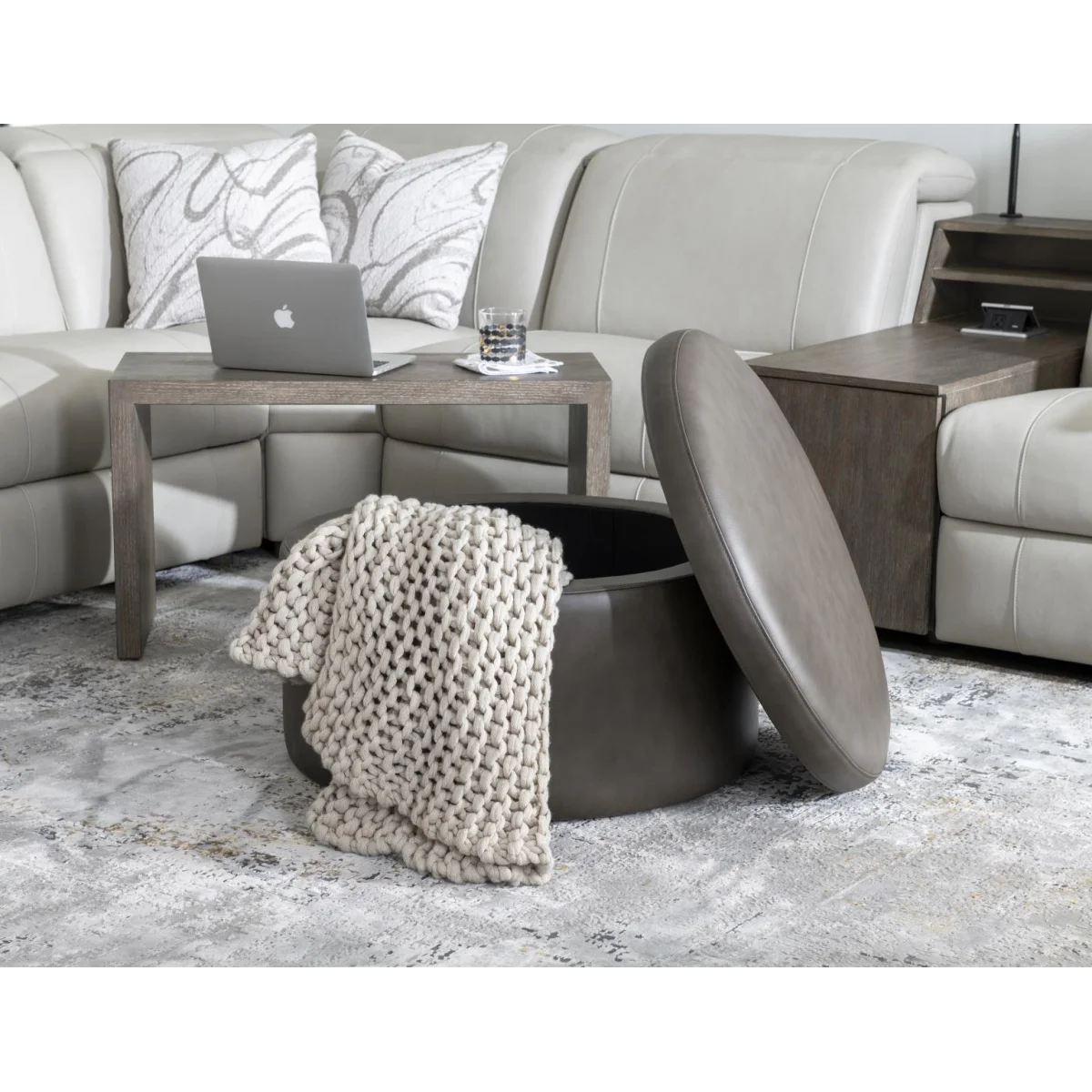 Swivel Ottoman On Casters Ottomans & Poufs Brown 11