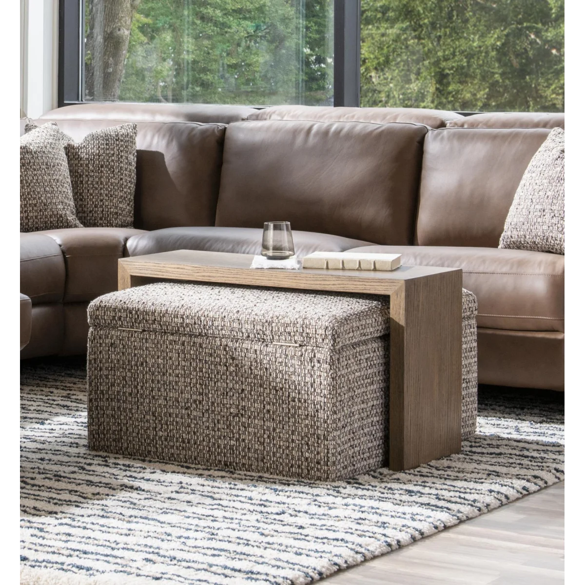 Squarestorgae Ottoman W Wood Top Ottomans & Poufs Brown 4