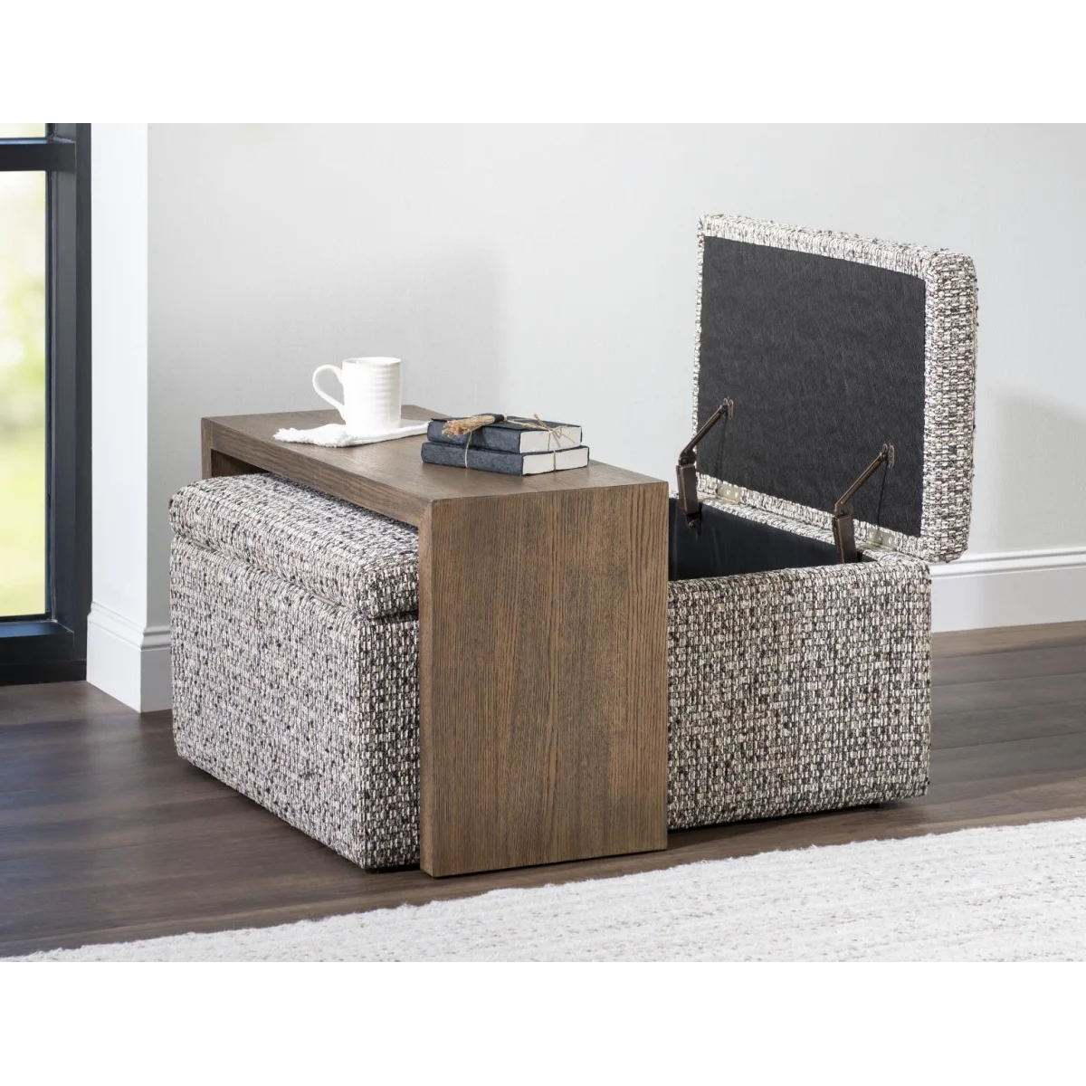 Squarestorgae Ottoman W Wood Top Ottomans & Poufs Brown 6