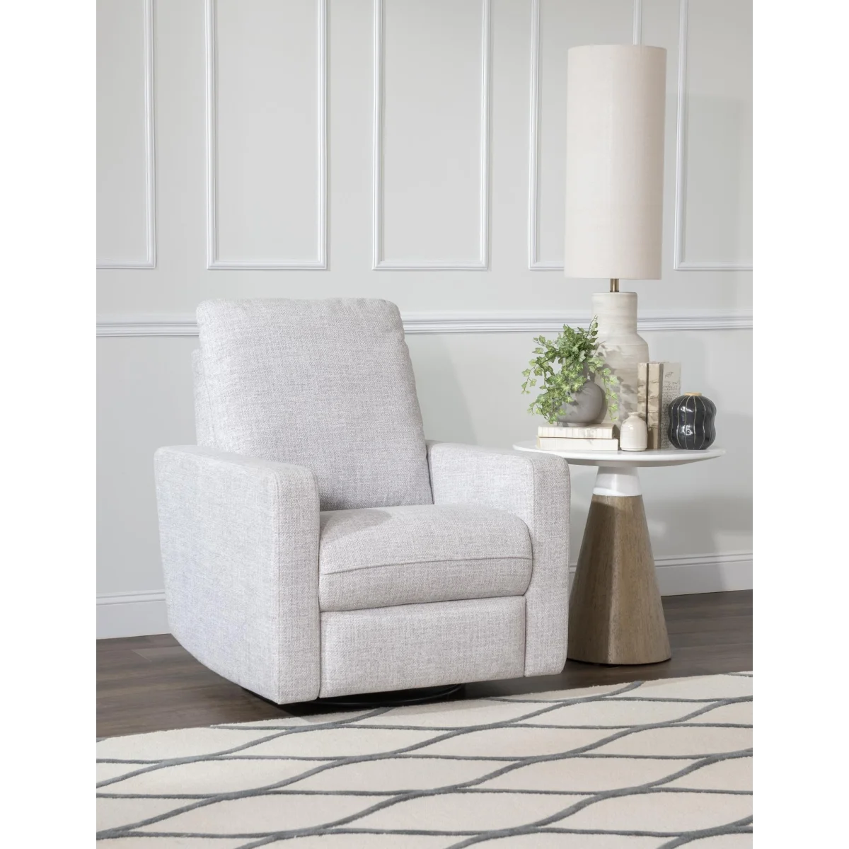 P1 Swivel Glider Recliner – Shown In River Rock Recliners Gray 4