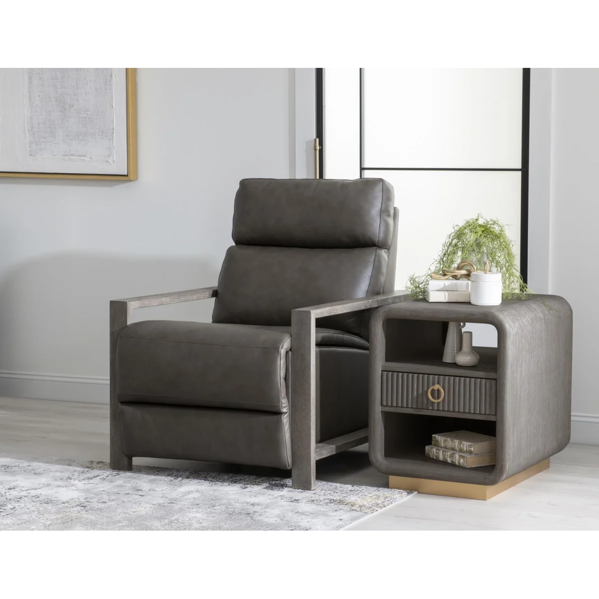 Wood Arm Recliner Recliners Brown 9