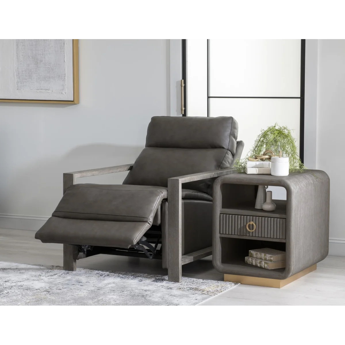 Wood Arm Recliner Recliners Brown 11