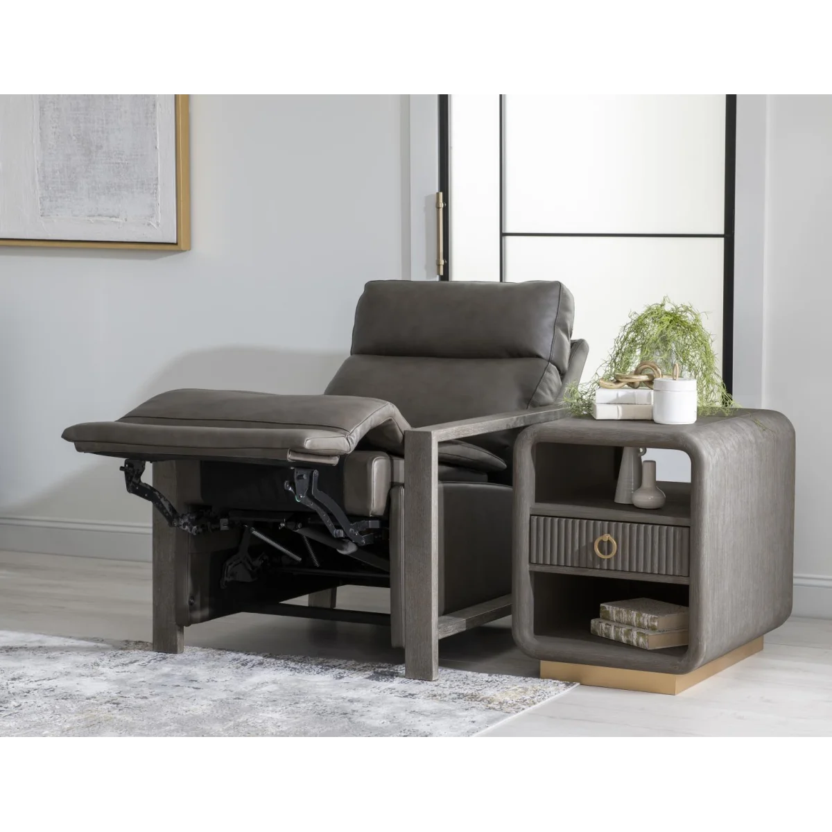 Wood Arm Recliner Recliners Brown 12