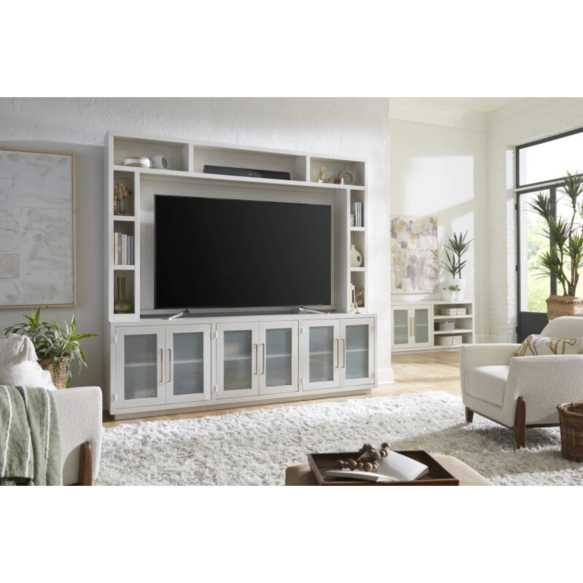 Perry 97″ Console & Hutch MAA1270H-BLK Entertainment Stands Aspen Home 4