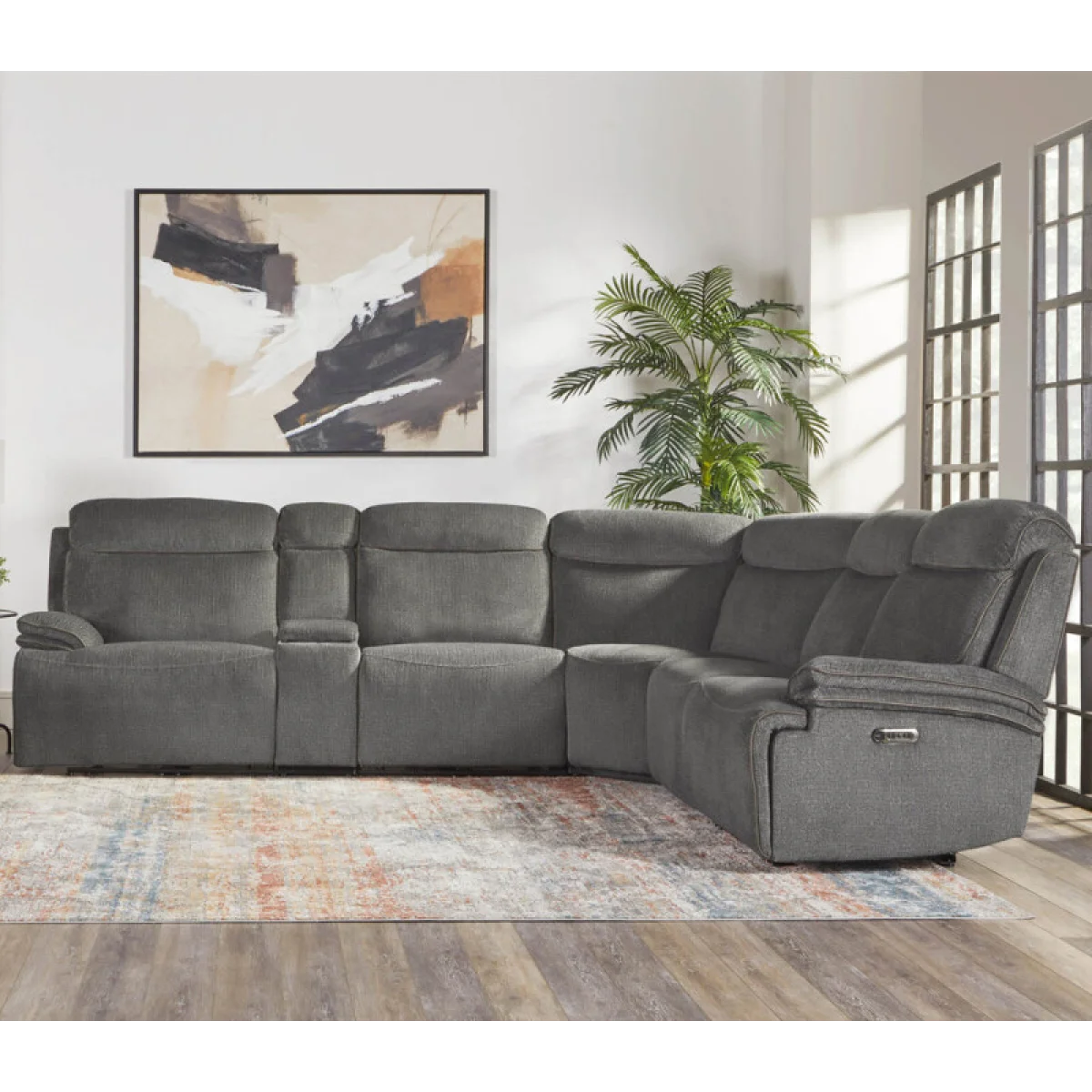 Alpine – Airy Midnight 6pc Zero Gravity Modular Power Reclining Sectional Recliners Airy Midnight 4