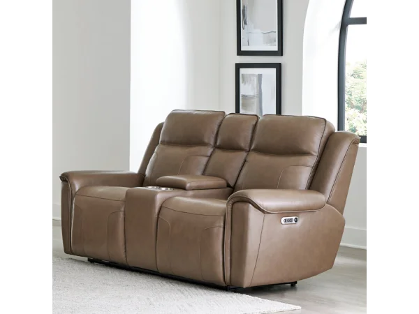 Atlantis – Smooth Latte Power Zero Gravity Console Loveseat Recliners Brown