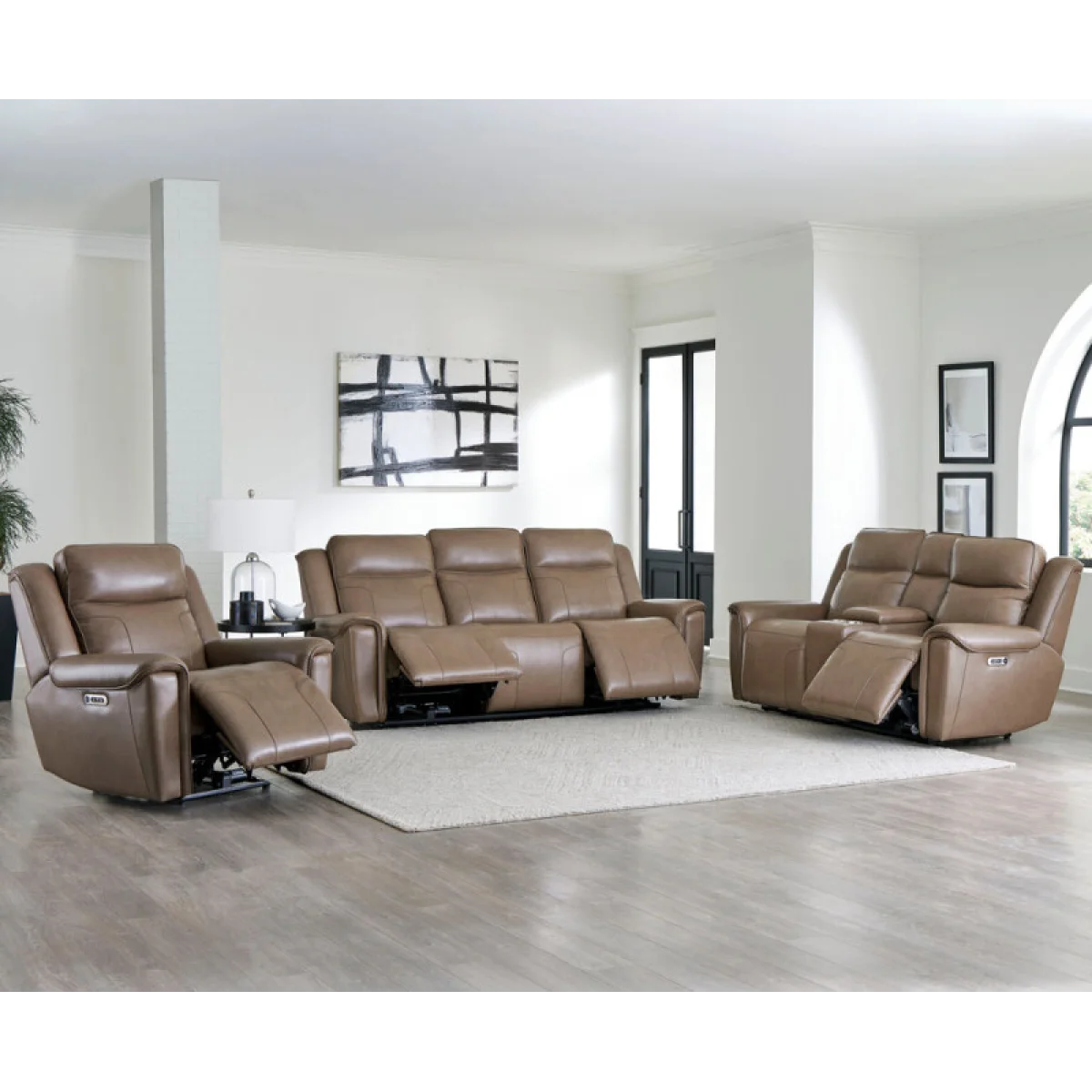 Atlantis – Smooth Latte Power Zero Gravity Console Loveseat Recliners Brown 9