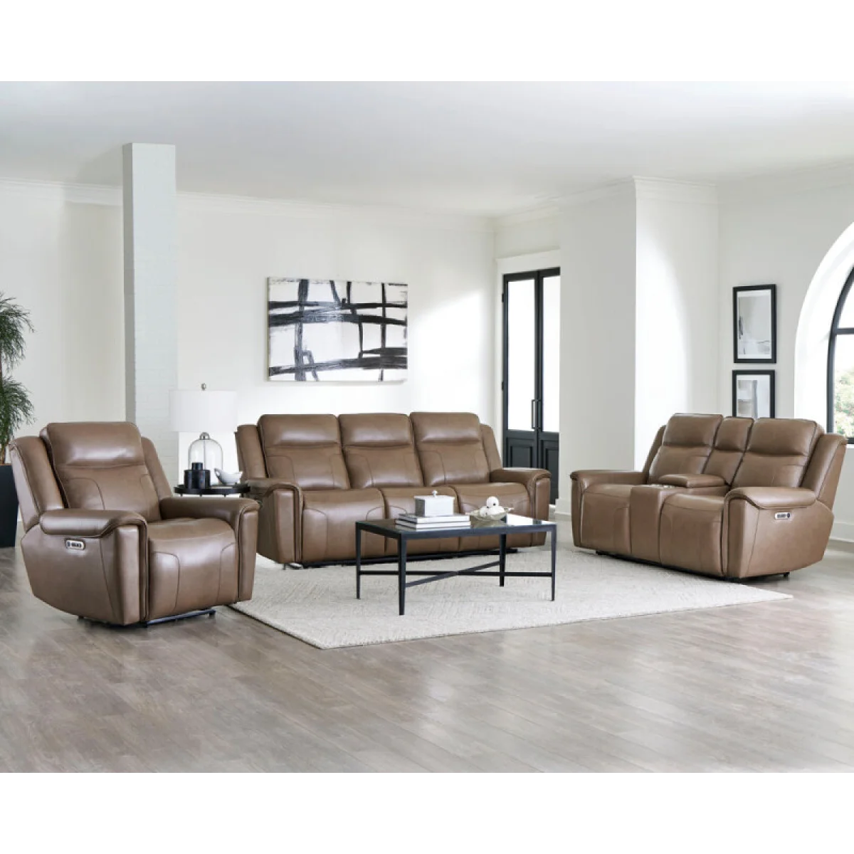 Atlantis – Smooth Latte Power Zero Gravity Console Loveseat Recliners Brown 10