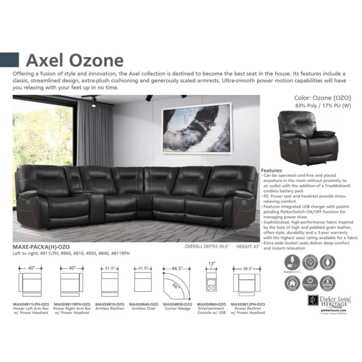 Axel – Ozone Power Recliner Recliners black 16