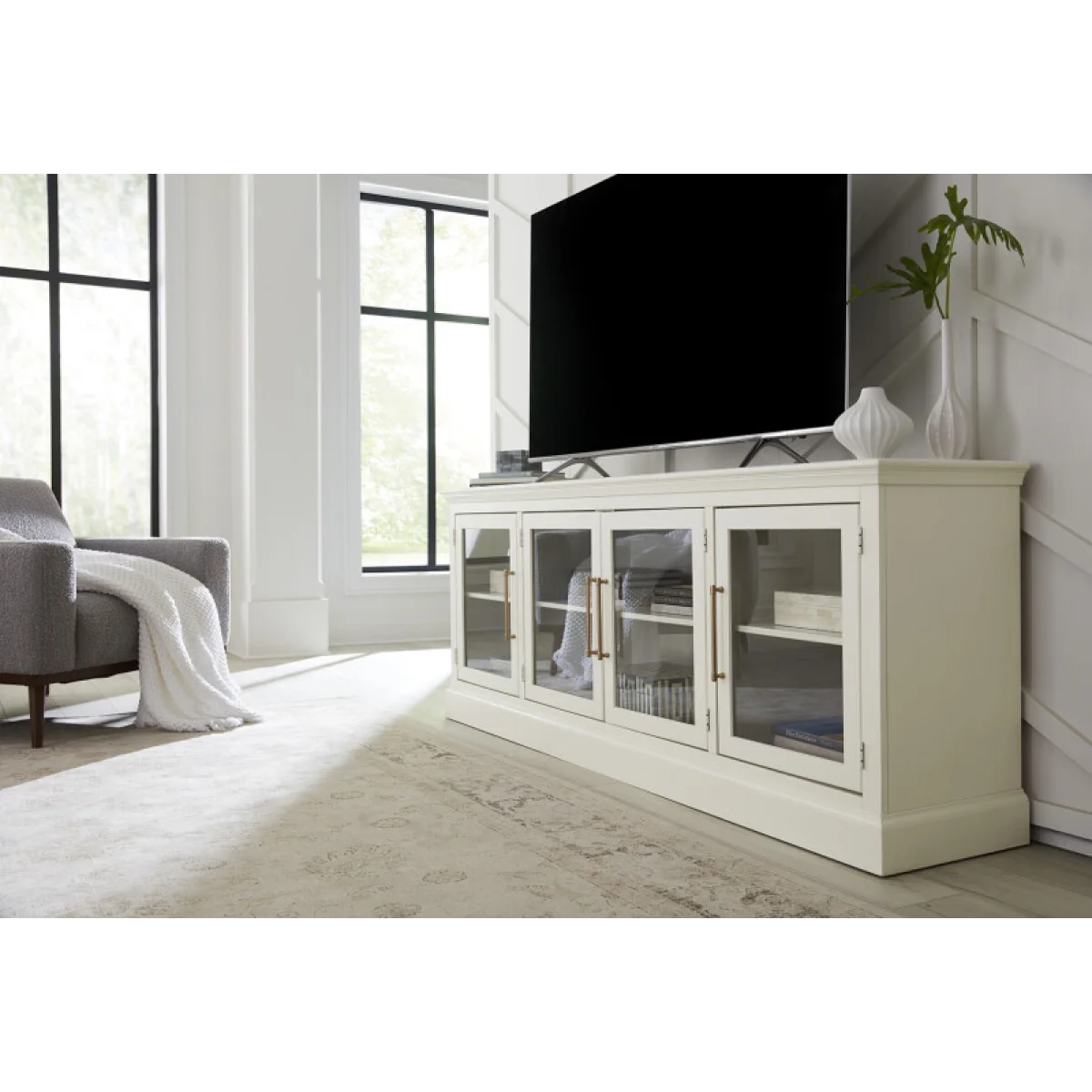 Byron 84″ Console W/ 4 Doors MBB1260-BLK Entertainment Stands Aspen Home 6