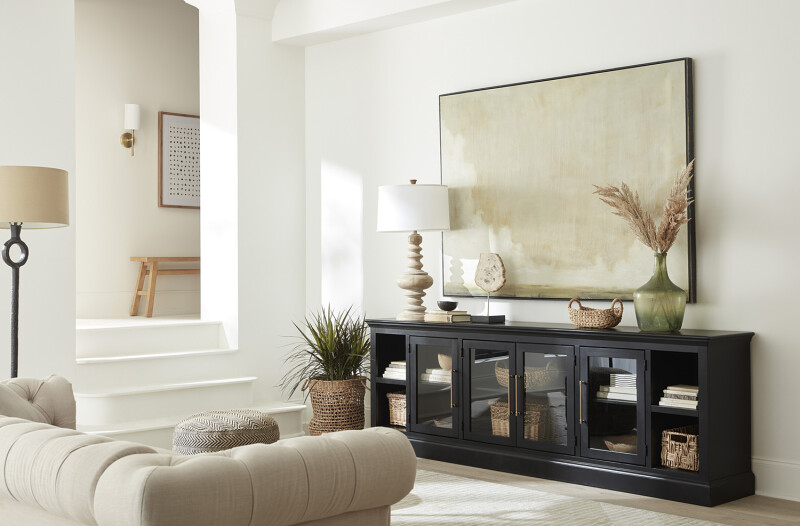 Byron 98″ Console W/ 4 Doors MBB1270-BLK Entertainment Stands Aspen Home 6