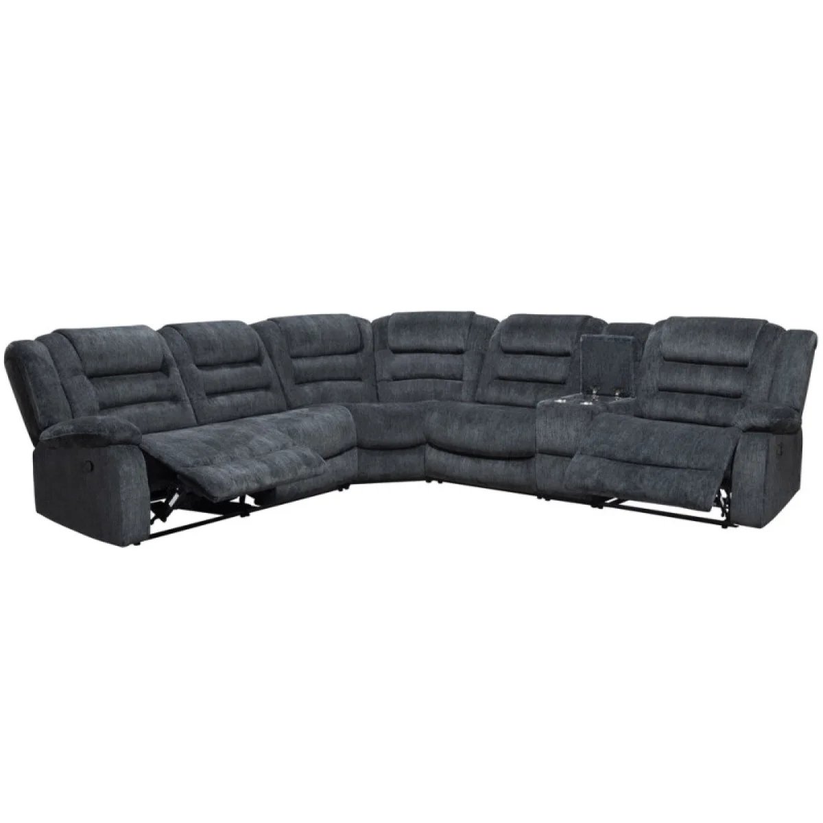 Bolton – Misty Storm 6pc Modular Reclining Sectional Recliners black 6