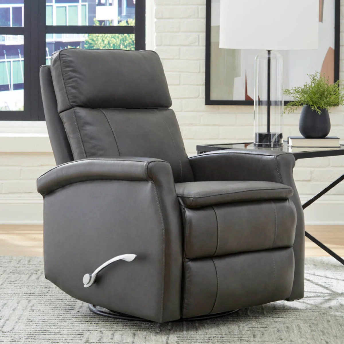 Bristol – Raven Manual Swivel Glider Recliner Recliners Gray 4
