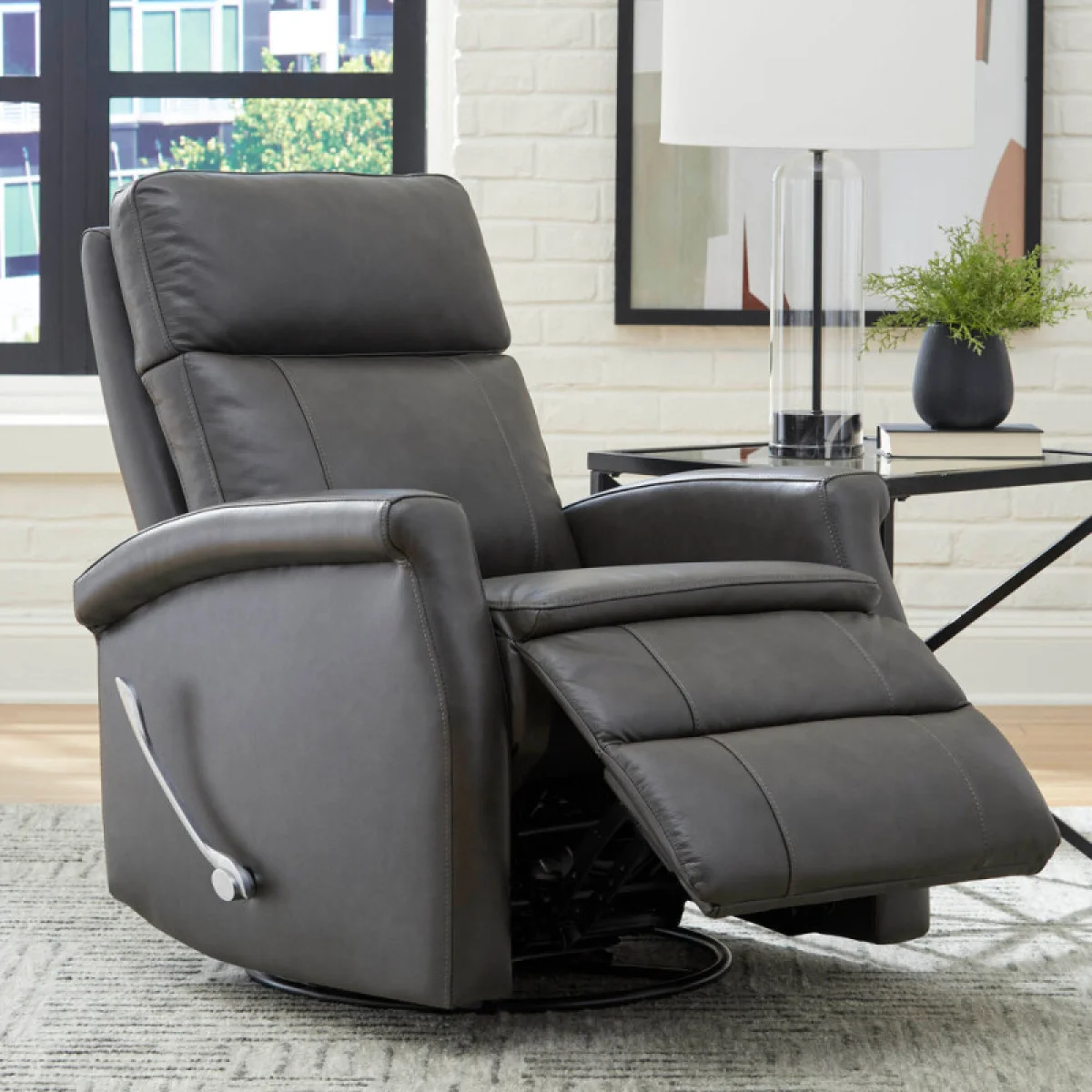 Bristol – Raven Manual Swivel Glider Recliner Recliners Gray 6