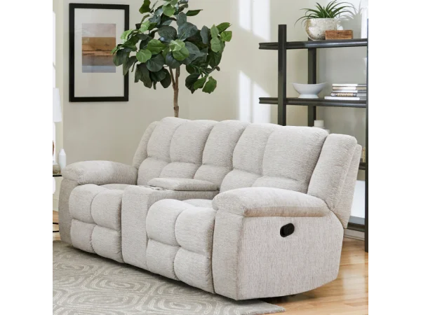 Buster – Opal Taupe Manual Dual Reclining Console Loveseat Recliners Cream