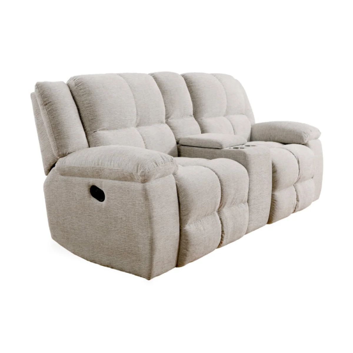 Buster – Opal Taupe Manual Dual Reclining Console Loveseat Recliners Cream 6